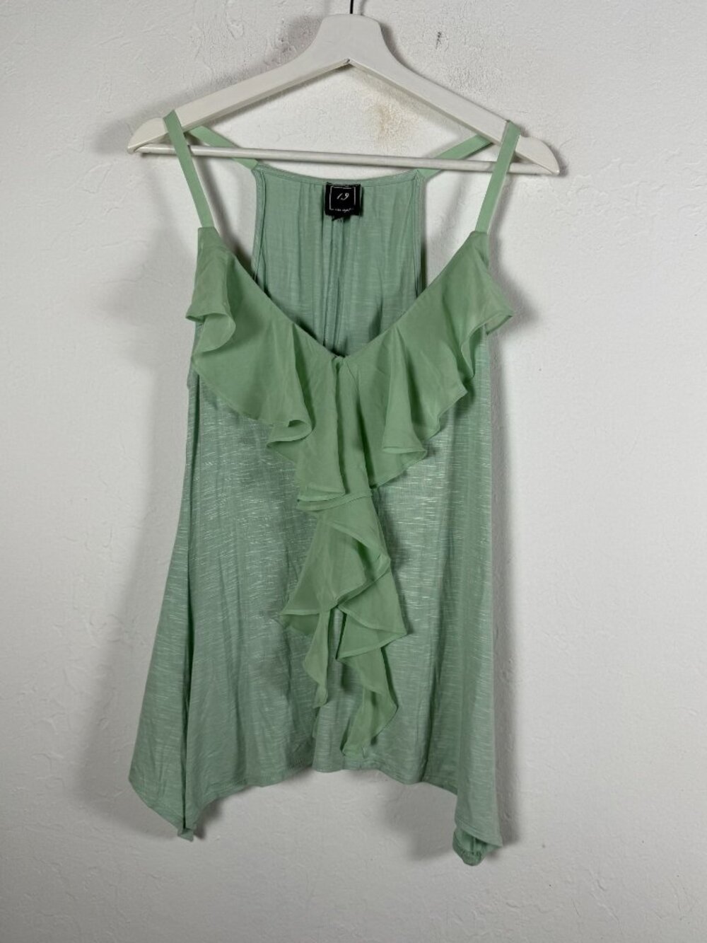 Anthropologie One September 1.9 Mint Green Ruffled Slub Swing Tank Top Large